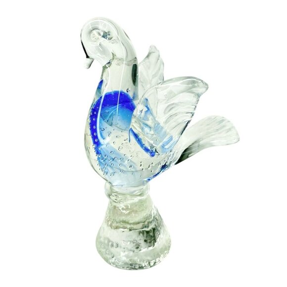 Murano Hand-Blown Glass Dove Bird Figurine Decor Controlled Bubbles Paperweight - Picture 6 of 10